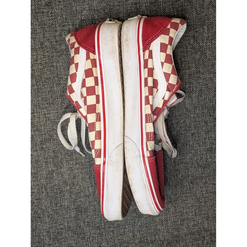 Vans Old‎ Skool Red & White Check Low Top Sneakers Size 8 Men / 9.5 Women Skate